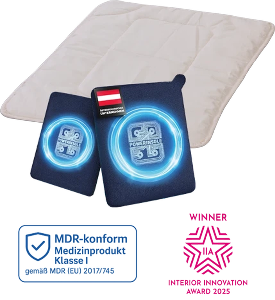 Die Powerinsole Elemente sind direkt in die Auflage vernäht. 